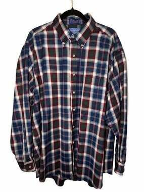Sir Pendleton 100% Pure Virgin Wool Plaid Button Down Shirt Men's XL